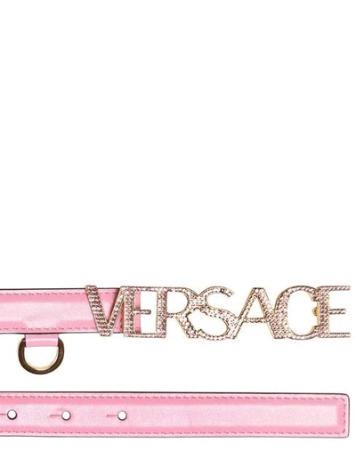 Shop Versace Women Pink Logo Crystal Size-80 Leather Belt