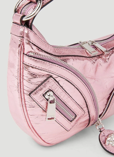 Shop Versace Women Repeat Hobo Small Shoulder Bag In Pink