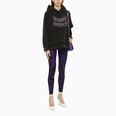Shop Versace Zebra Leggings Black/purple Women