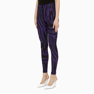 Shop Versace Zebra Leggings Black/purple Women