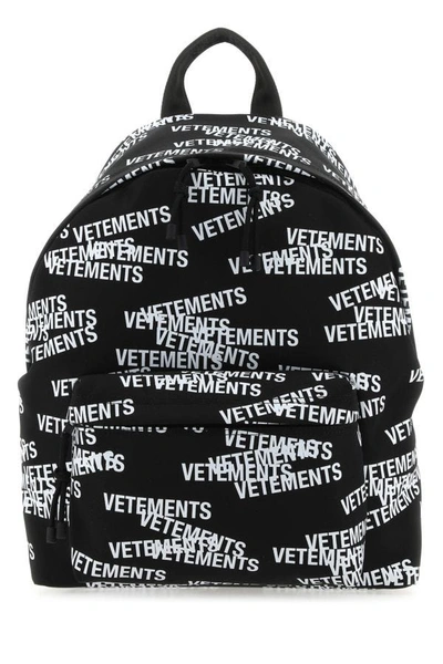 Shop Vetements Man Black Nylon Backpack In Multicolor