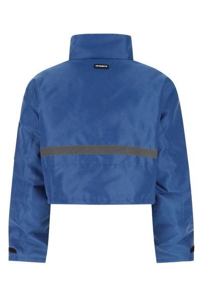 Shop Vetements Man Blue Polyester Padded Jacket