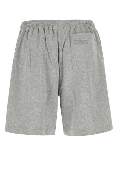Shop Vetements Man Melange Grey Cotton Limited Edition Bermuda Shorts In Gray