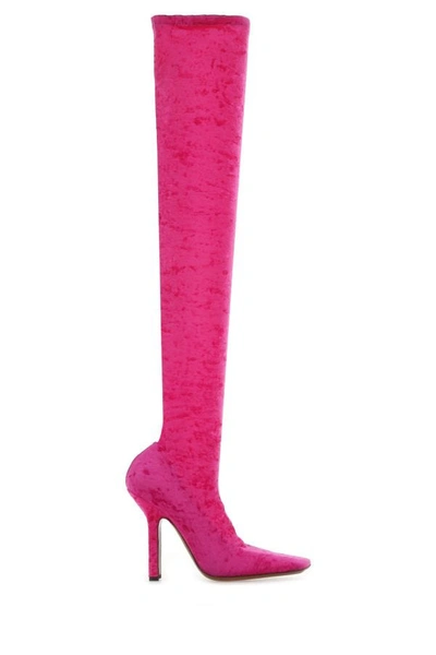 Shop Vetements Woman Fuchsia Chenille Boots In Pink