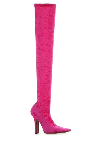 Shop Vetements Woman Fuchsia Chenille Boots In Pink