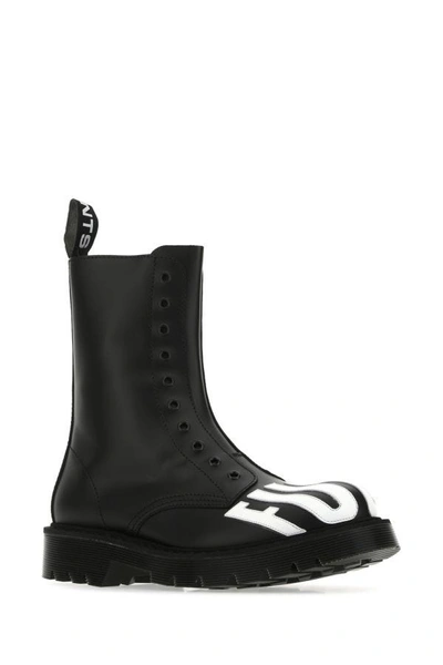Shop Vtmnts Man Black Leather Ankle Boots In Multicolor