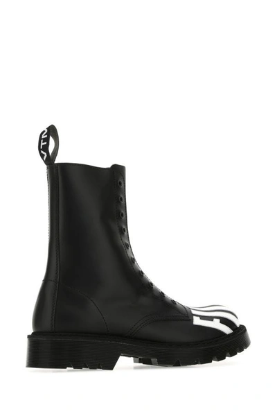 Shop Vtmnts Man Black Leather Ankle Boots In Multicolor
