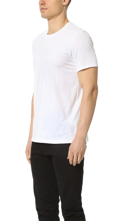 Vince Linen Short Sleeve Crew Tee Hillside Blue In Optic White