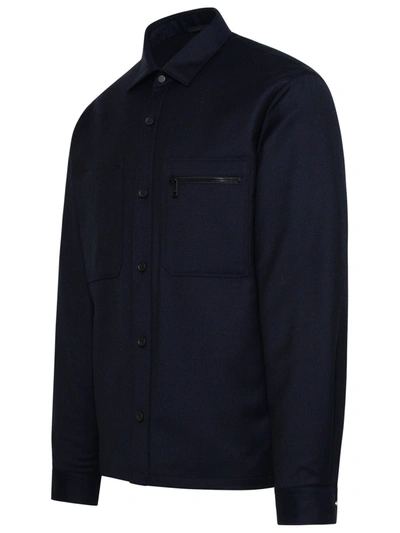 Shop Zegna Man Navy Wool Jacket In Blue