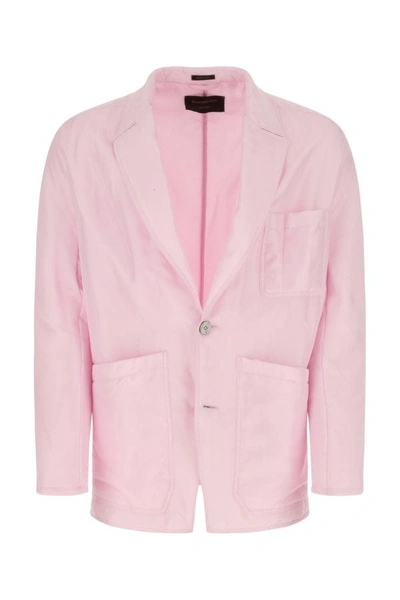 Shop Zegna Man Pastel Pink Silk Padded Blazer