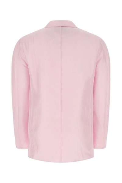 Shop Zegna Man Pastel Pink Silk Padded Blazer
