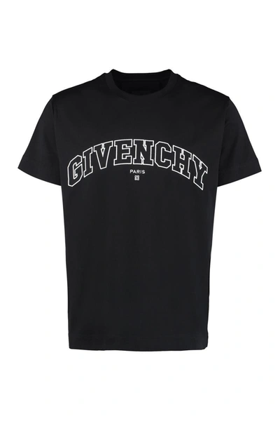 Givenchy Logo-embroidered Cotton T-shirt In Black