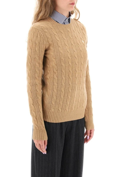 Shop Polo Ralph Lauren Cable Knit Wool And Cashmere Sweater In Beige