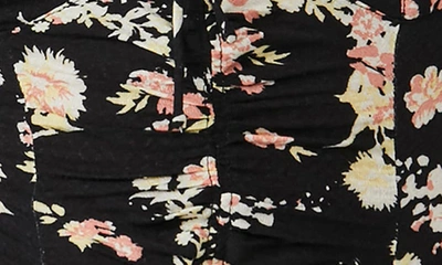 Free People Hilary Print Keyhole Neck Top In Black Combo