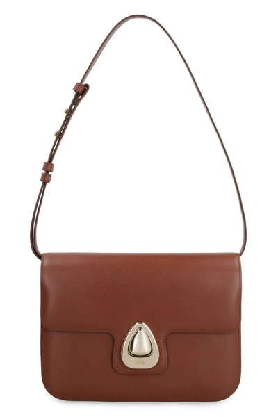 Shop Apc A.p.c. Astra Leather Small Bag In Saddle Brown