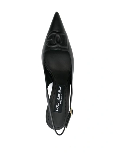 Shop Dolce & Gabbana 70 Mm Logo Embossed Slingback Pump In Black