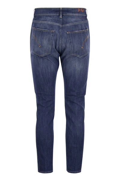Dondup Denim Trousers With Belt Loops And Contrast Stitching In Medium Denim