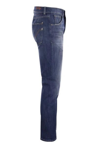 Dondup Denim Trousers With Belt Loops And Contrast Stitching In Medium Denim