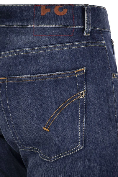 Dondup Denim Trousers With Belt Loops And Contrast Stitching In Medium Denim