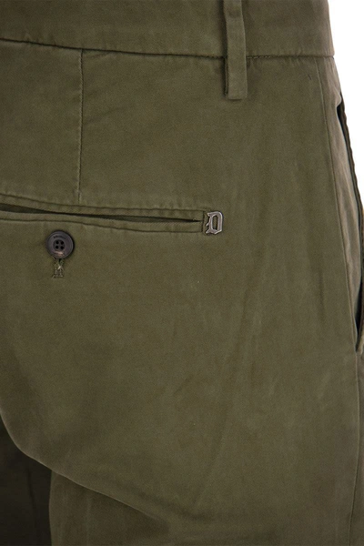 Shop Dondup Gaubert - Slim-fit Gabardine Trousers In Military Green
