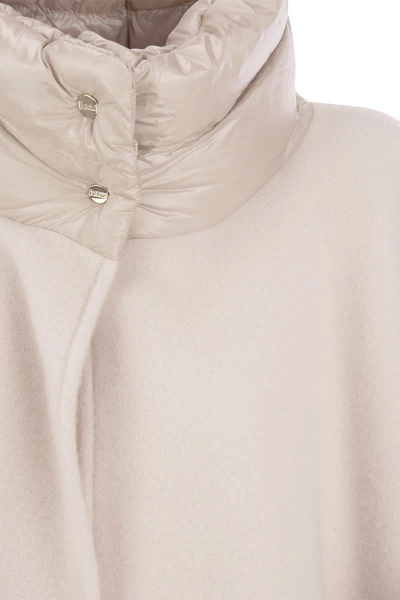 Shop Herno Poncho In Wool And Cashmere Blend In Cream
