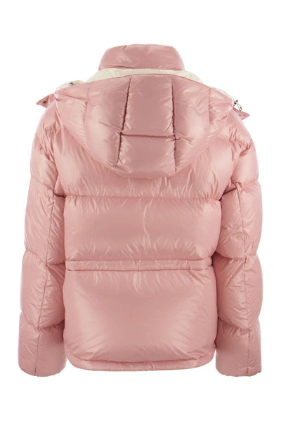 Shop Moncler Abbaye - Short Down Jacket With Hood In Pink