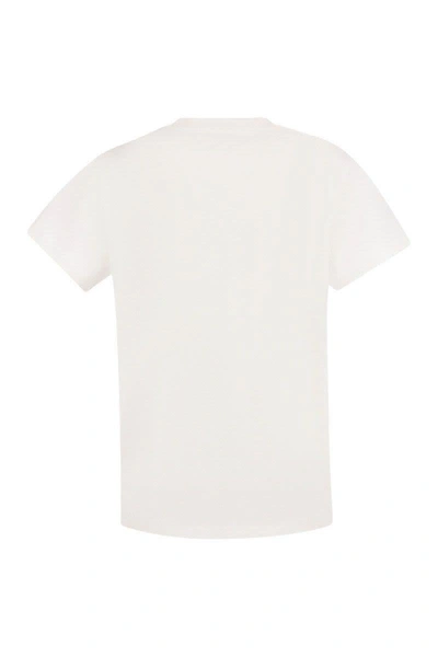 Shop Moncler T-shirt With Embroidered Logo In White
