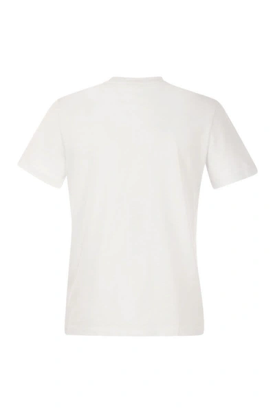 Shop Moncler T-shirt With Flocked Lettering In White