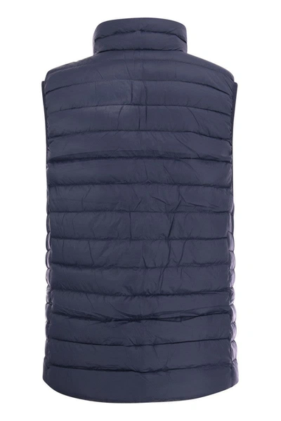 Shop Patagonia Waistcoat With Down Filling In Blue