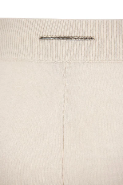 Shop Peserico Wool, Silk And Cashmere Knit Trousers In Chalk