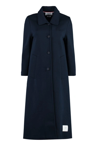 Shop Thom Browne Cotton Coat In Blue
