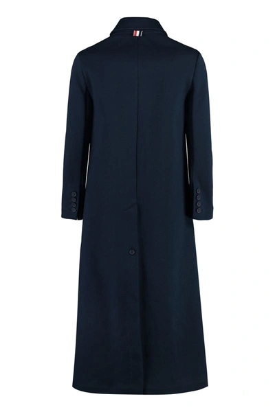 Thom Browne Navy Patch Coat In Blue