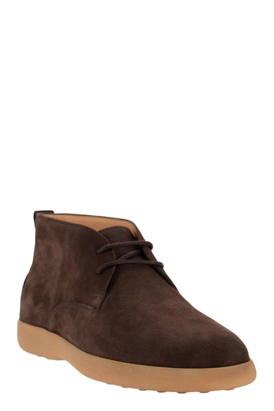 Shop Tod's Suede Leather Boots In Brown