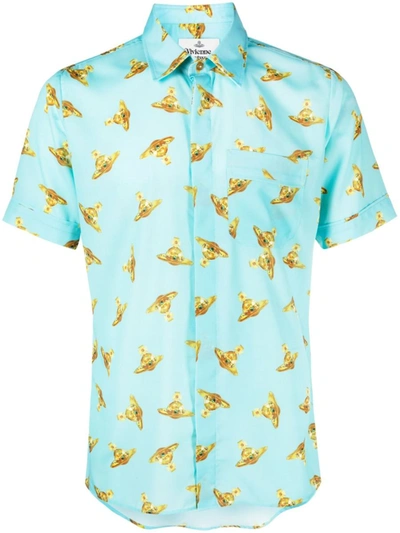 Shop Vivienne Westwood Shirt With Print In Turquoise