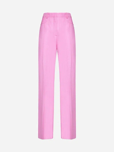 Shop Jacquemus Sauge Viscose And Silk Trousers In Pink