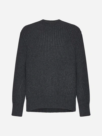 Shop Alexander Mcqueen Ribbed Wool Sweater In Charcoal