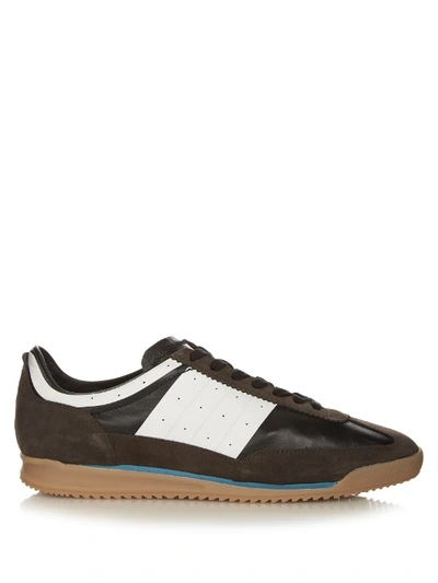 Maison Margiela Retro Low-top Suede And Leather Trainers In Dark-grey
