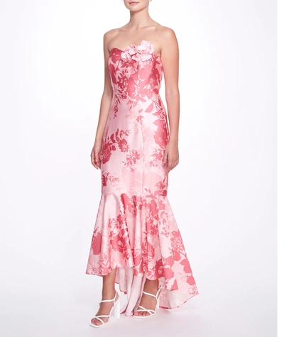 Shop Marchesa Notte Satin Hi-lo Gown In Pink