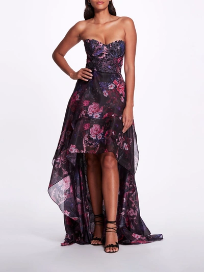 Shop Marchesa Notte High-low Sweetheart Gown In Black