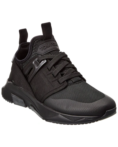 Shop Tom Ford Suede-trim Sneaker In Black