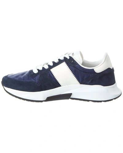 Shop Tom Ford Nylon & Leather Sneaker In Blue