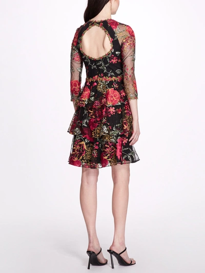 Shop Marchesa Notte Two-tiered Tulle Cocktail Dress In Black