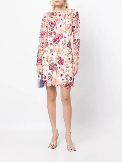 Shop Marchesa Notte Illusion Floral Mini Dress In Multi