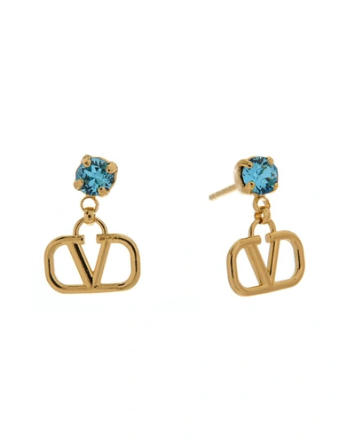 Shop Valentino Vlogo Swarovski Earrings In Gold