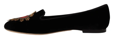 Shop Dolce & Gabbana Dg Sac Heart Patch Slip On Flat Women's Shoes In Black