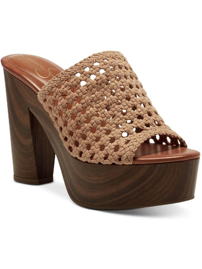 Shop Jessica Simpson Shelbie 2 Womens Woven Slip On Heels In Brown