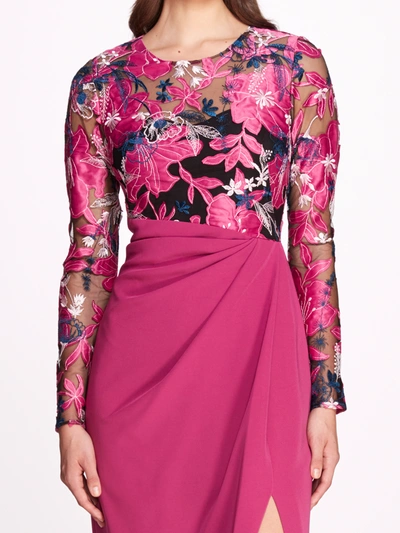 Shop Marchesa Notte Botanical Gown In Pink