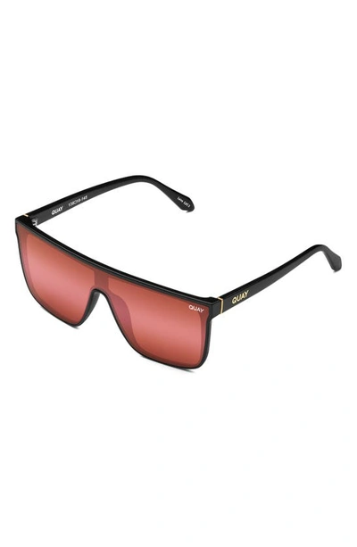 Shop Quay 52mm Nightfall Large Shield Sunglasses In Black Brown Pink