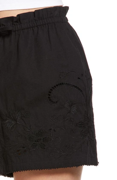 Shop Rag & Bone Marley Embroidered Cotton Shorts In Black