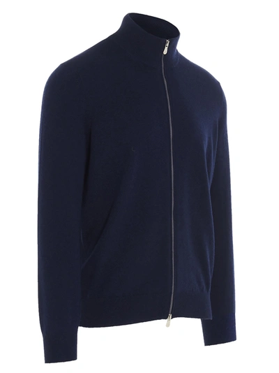 Shop Brunello Cucinelli Cashmere Zipped Cardigan Sweater, Cardigans Blue